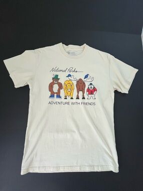Men’s Parks Project Adventure With Multi-Color Friends Graphic Tee Cream Size S